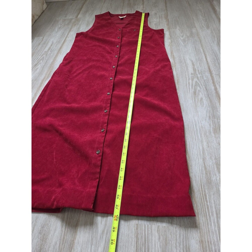 Talbots Red Maxi Dress Womens 14 Button Front Sleeveless Pocket USA Made EUC - Picture 8 of 10